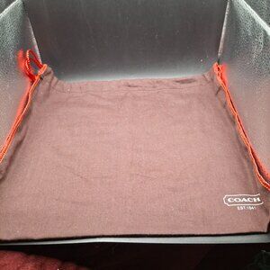Coach Brown Drawstring Dust Bag With Red Trim 12 x 14